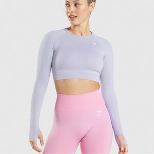 Gymshark Vital Seamless Crop Top - Blue Marl